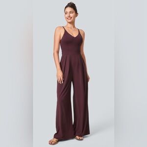 HALARA Burgundy Sleeveless Jumpsuit